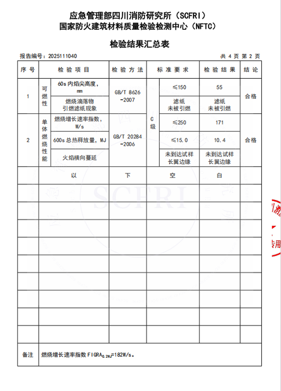 燃烧性能检测报告